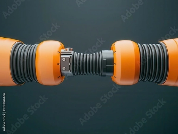 Fototapeta Robotic arms creating highstrength industrial cables for energy systems