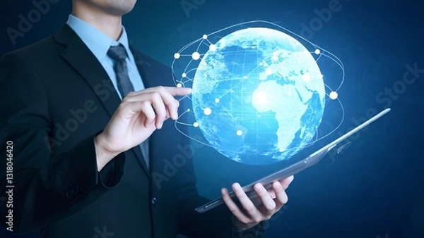 Fototapeta Exploring innovative digital transformation in global business infographic on future trends