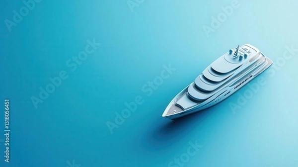 Fototapeta Blueprint of a futuristic yacht with modular living spaces, highlighting flexibility and advanced design