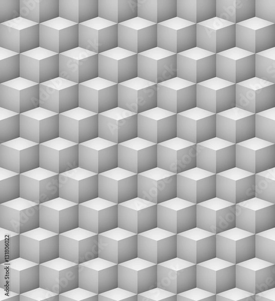 Fototapeta Abstract seamless 3D white cubes vector background.