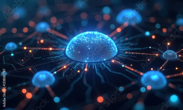 Fototapeta Global Network, Data Sphere, AI, Technology - Artificial Intelligence