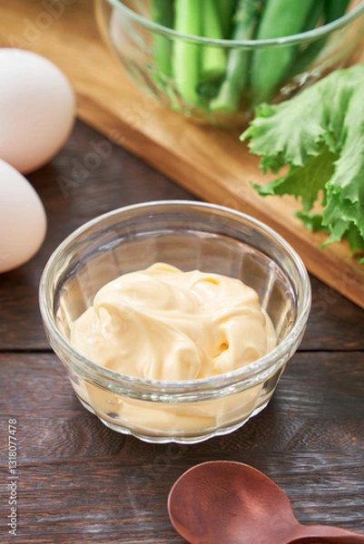 Obraz ガラスの器によそったマヨネーズ