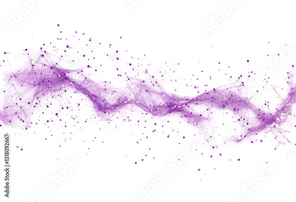 Fototapeta Purple digital art showcasing connected nodes and lines isolated on transparent background