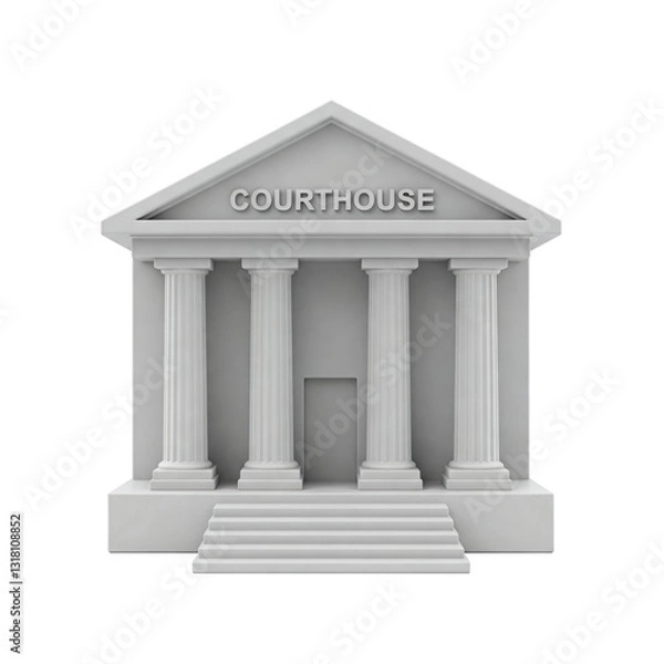 Fototapeta Variety of 3D Rendered Models of a Classic Courthouse Building Isolated