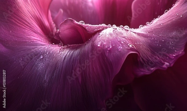 Obraz Dewy pink flower petals close-up, abstract nature background, floral backdrop