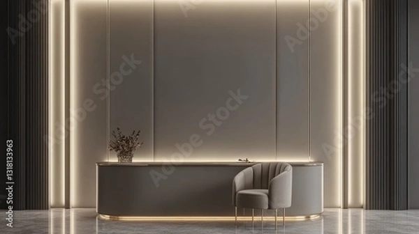 Fototapeta Elegant Reception Area Design: Modern Minimalist Interior with Subtle Lighting