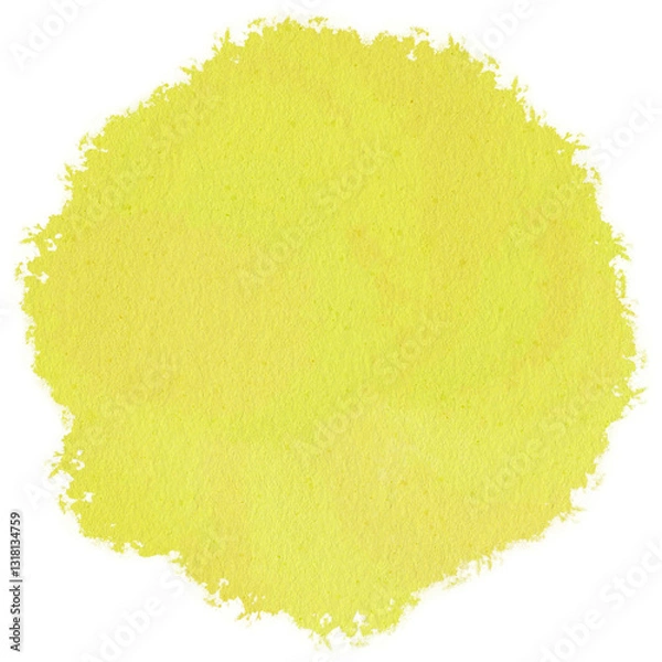 Fototapeta Yellow Lime Mustard Circle Splash Watercolor Brushstroke with Paper Texture