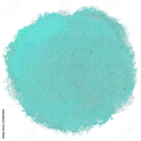 Fototapeta Turquoise Green Circle Splash Watercolor Brushstroke with Paper Texture