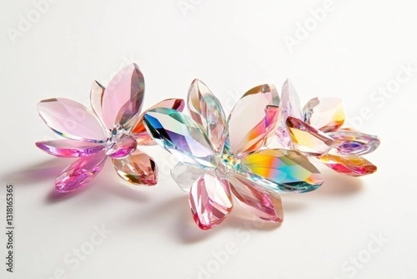Obraz Crystalline Spring Equinox Radiance Iridescent Glass Floral Art for Wellness Design and Mindful Aesthetic Branding