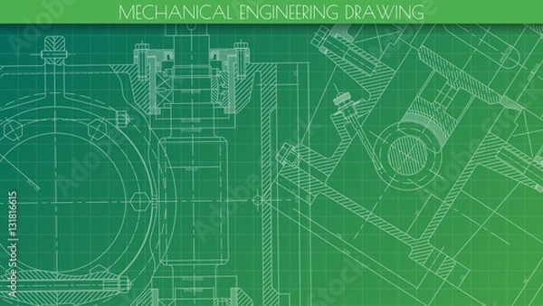 Fototapeta Mechanical Engineering drawing. Engineering Drawing Background.