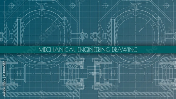 Fototapeta Mechanical Engineering drawing. Engineering Drawing Background.
