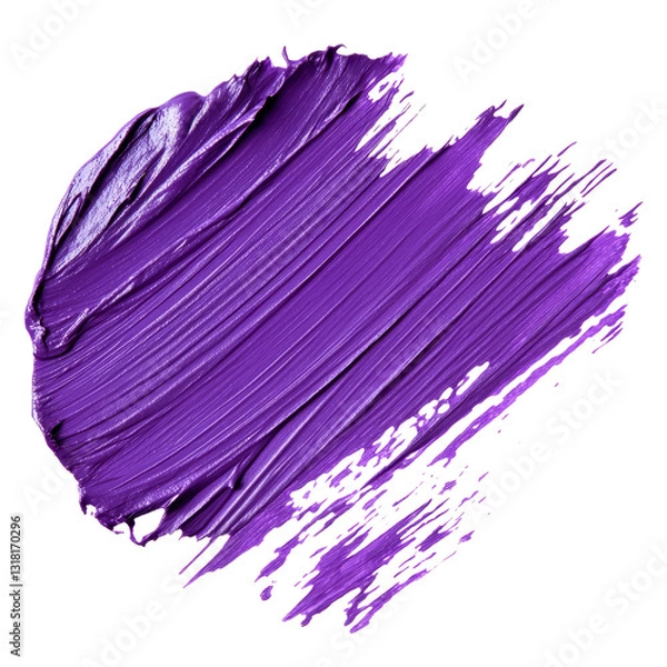 Obraz Vibrant purple paint smear with textured brush strokes against a clean transparent background, purple paint smeart brush strokeisolated on transparent background