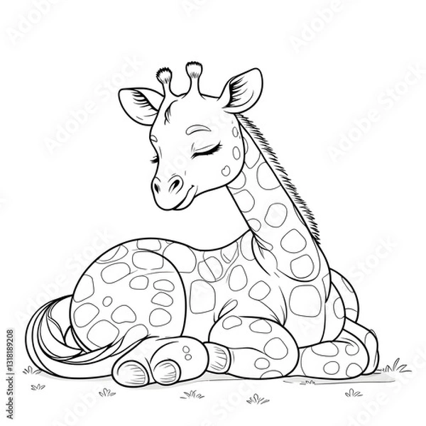 Obraz Ideal for giraffe coloring enthusiasts, teachers, parents, and artists, this design allows users to add their own colors while enjoying a relaxing and creative experience.