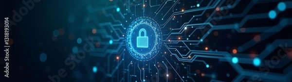 Fototapeta cyber security, data protection with blockchain key