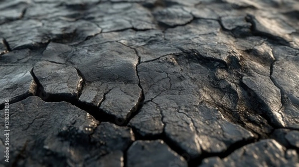 Fototapeta The image reveals a close up of cracked gray stone surface