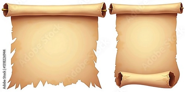 Obraz parchment scroll ribbon empty text game ui assets