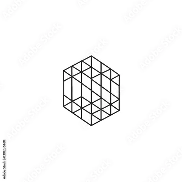 Obraz Abstract Geometric Pattern with Hexagonal Grid Design and Thin Black Lines