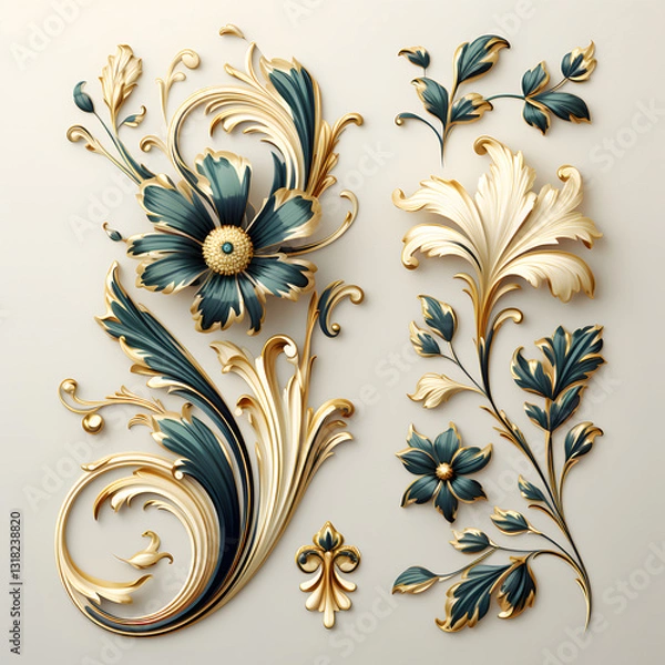 Obraz Digital technology baroque design element icon