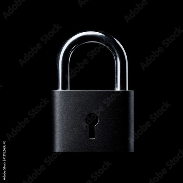 Obraz Secure padlock on a black background.