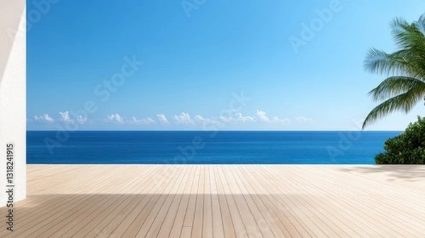 Fototapeta Stunning ocean view from a modern terrace.