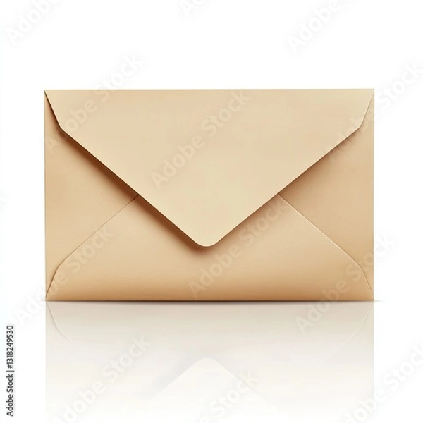Obraz Closed light brown envelope isolated on white background.
