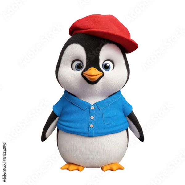 Obraz 3d penguin character in red hat png cut out