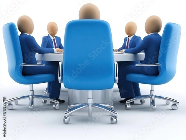 Fototapeta A group of people are sitting around a table having a meeting
