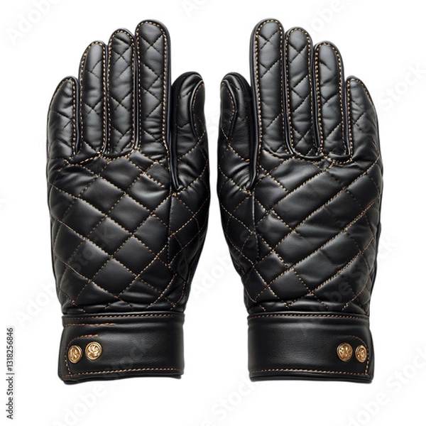 Obraz A Pair of Leather Driving Gloves with Quilted Design Isolated on Transparent Background