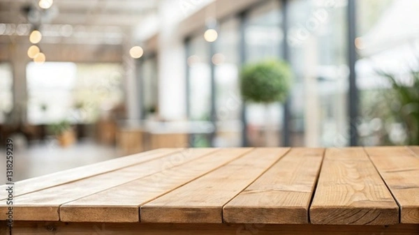 Obraz Empty wood table with blur class for background