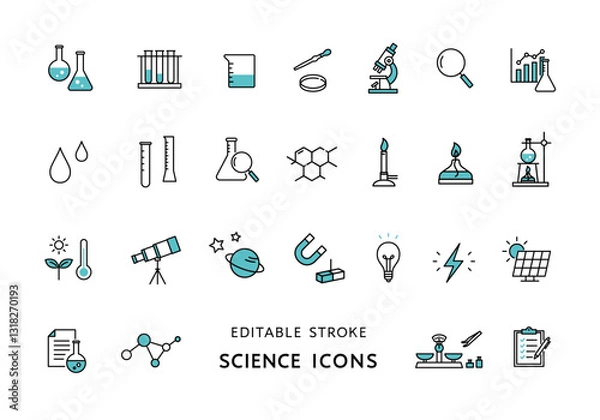 Obraz 理科の授業や実験にまつわるアイコンセット