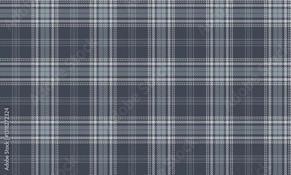 Fototapeta Seamless plaid pattern, blue, white, with contrasting diagonal and horizontal patterns, suitable for designing various types of clothing and textiles.