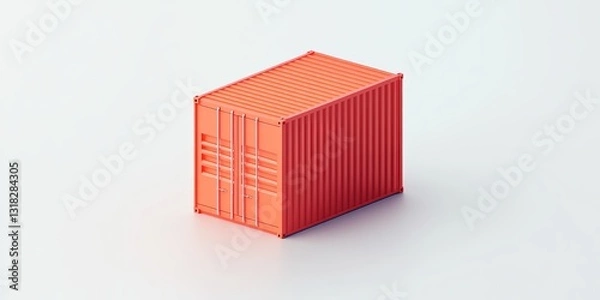 Fototapeta An isolated bright orange shipping container sits on a neutral background, symbolizing modern logistics and transport solutions in various industries.