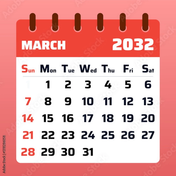Fototapeta March 2032. Spring begins with blooming flowers and fresh greenery, representing growth, renewal, and the transition from winter to a warmer season.