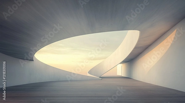Fototapeta Abstract minimal architecture with curved edge
