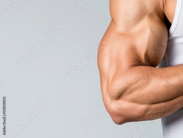 Obraz Muscular Arm Close Up Displaying Biceps Triceps Anatomy Strength Fitness Bodybuilding Training Health Wellbeing