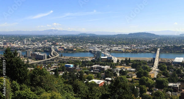 Fototapeta City of Portland - View of South Waterfront and East Portland as seen from Marquam Hill, west of the Willamette River.