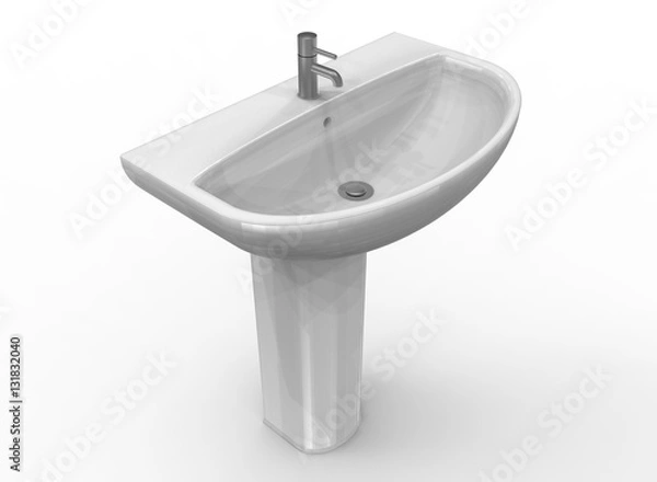 Fototapeta 3d illustration of modern wash basin. white background isolated. icon for game web.