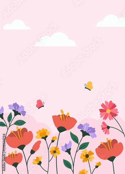 Obraz Flat floral spring vertical background
