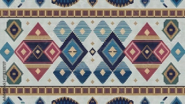 Fototapeta Seamless Geometric Cross Stitch Pattern for Embroidery and Craft