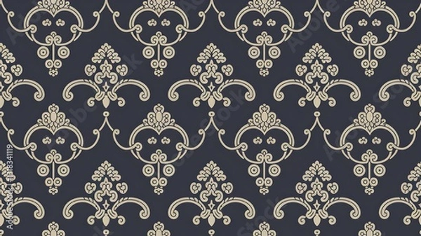 Fototapeta Seamless Damask Wallpaper Patterns for Fashion Prints and Wedding Invitations