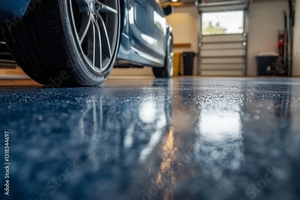 Obraz Epoxy garage floor with a flawless finish in close detail