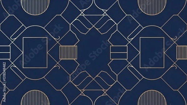 Fototapeta Geometric Line Art Seamless Pattern for Luxury Wall Designs
