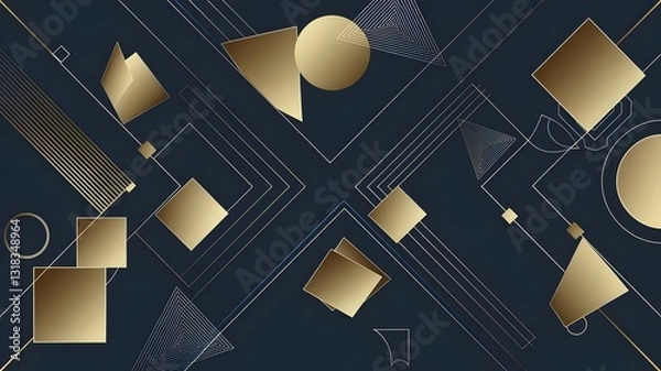 Fototapeta Golden Elegance Geometric Modern Pattern Design for Print and Wall Art