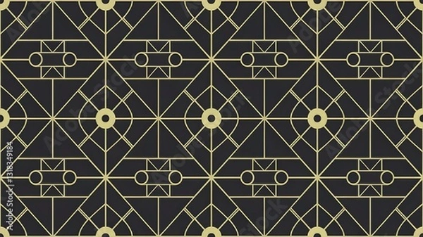 Fototapeta Golden Art Deco Lines Abstract Geometric Seamless Pattern for Modern Backdrops