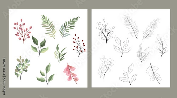 Obraz Set of vector line and color elements