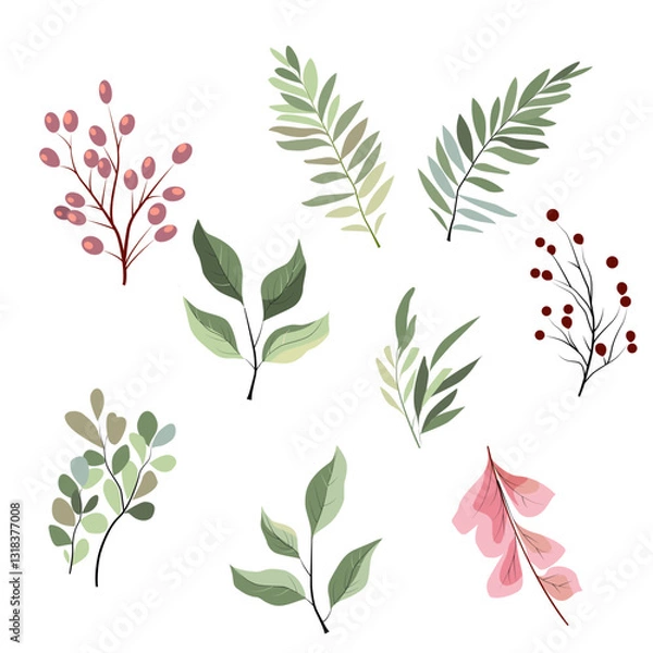 Obraz Set of vector plant elements