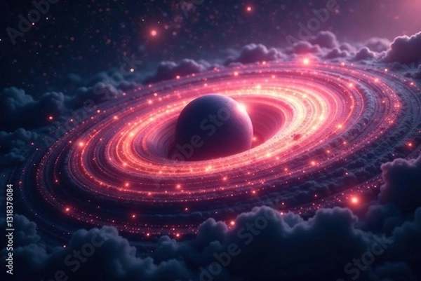 Fototapeta Cosmic landscape with supermassive black hole, space, sky, nebula