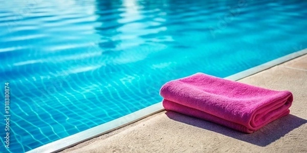Obraz Minimalist Summer Poolside: Pink Towel & Sun-Drenched Relaxation