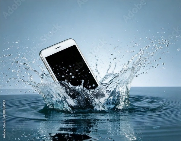 Fototapeta 水面に落ちるスマートフォン