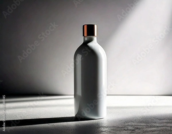 Fototapeta 太陽光に照らされる白い無地のボトル